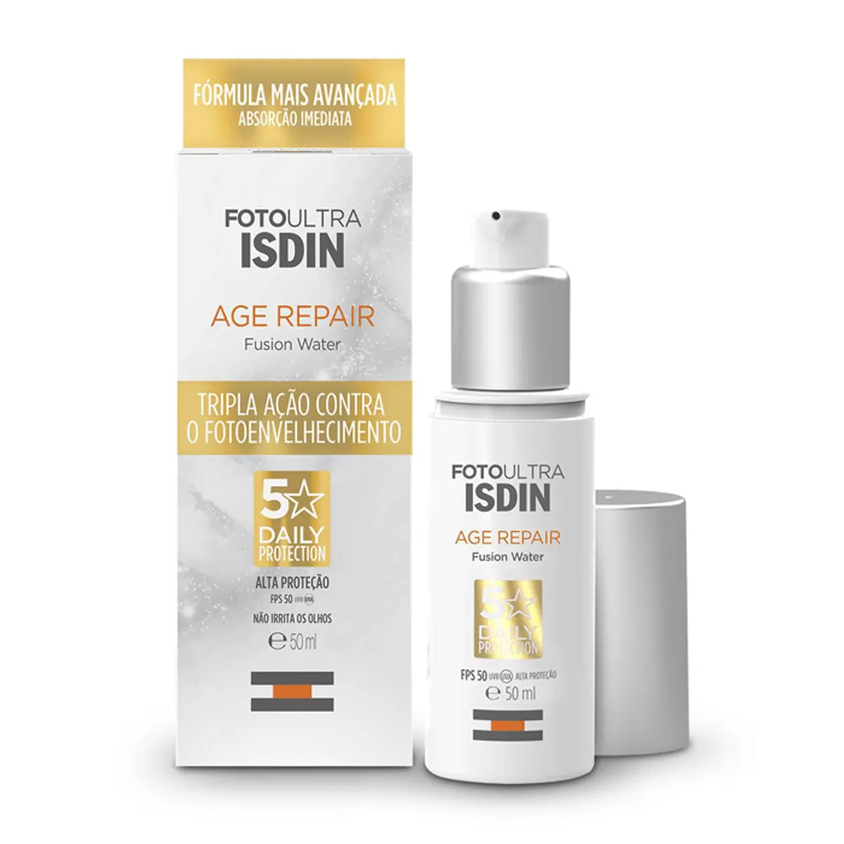Protetor Solar Facial ISDIN Age Repair Fusion Water FPS 50 50 ml