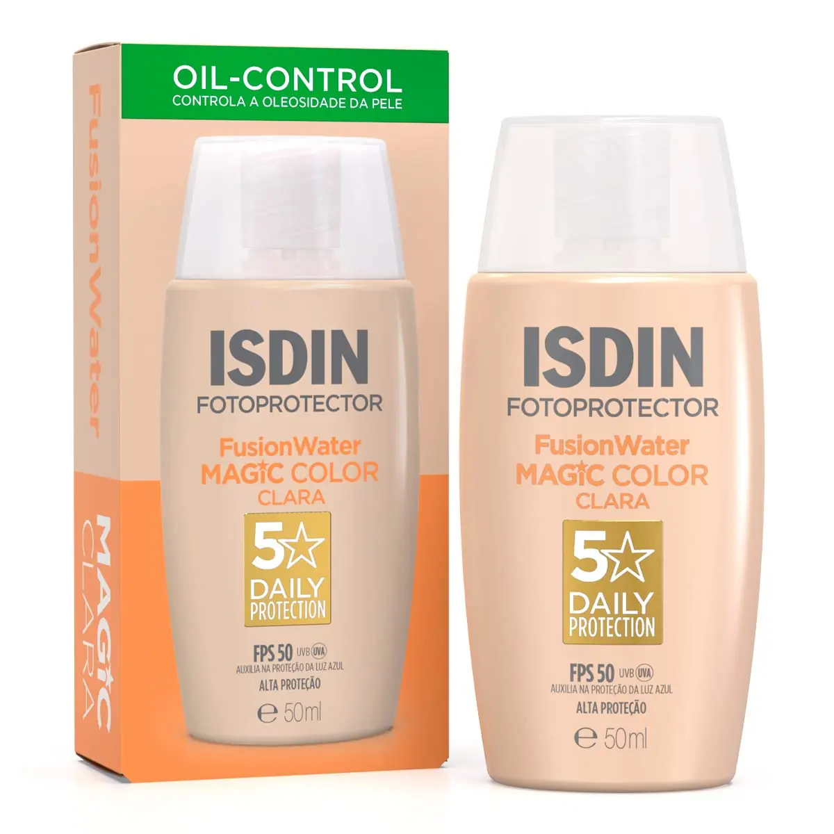 Protetor Solar Facial Fusion Water Cor Clara FPS 50 Isdin Com 50ml