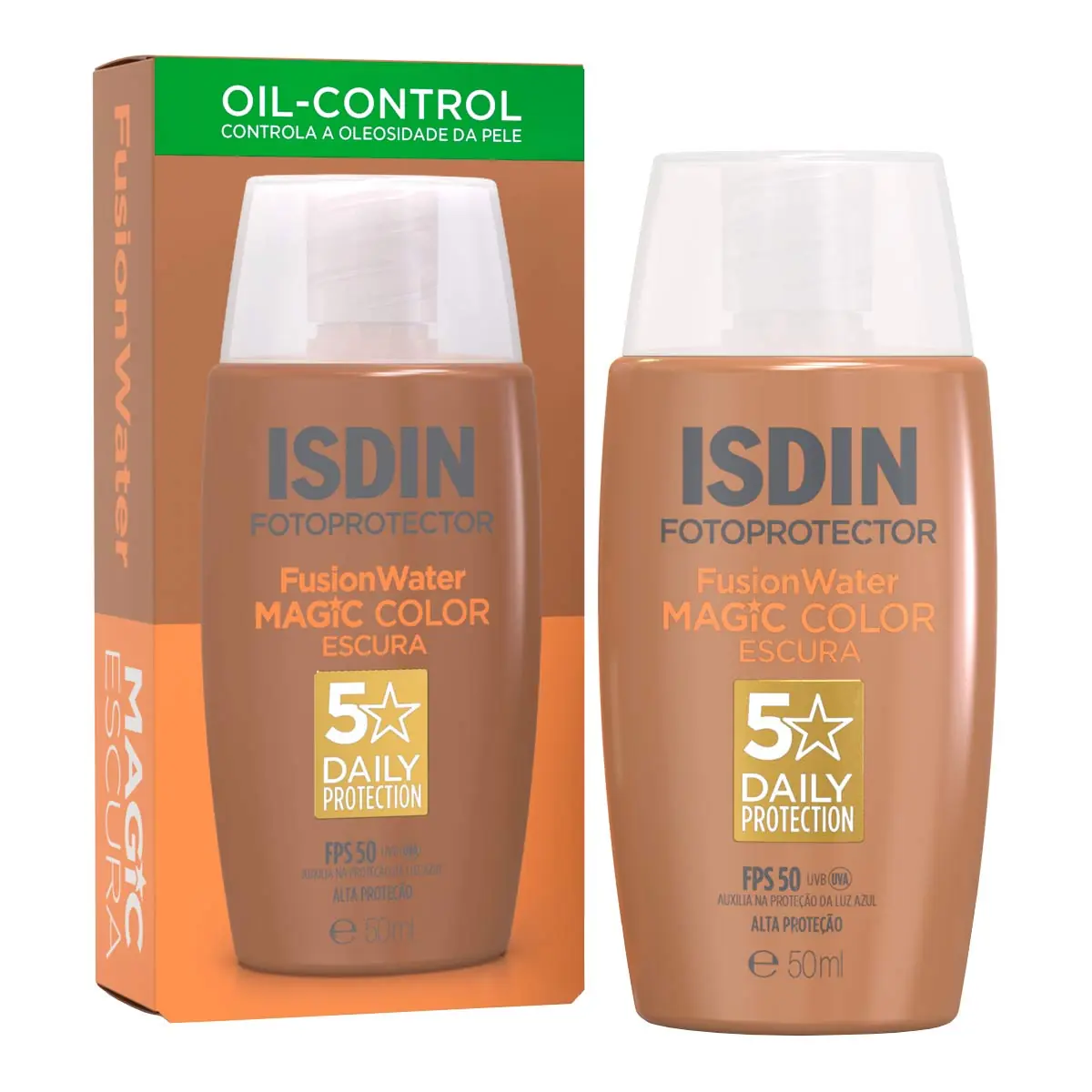 Protetor Solar Facial Isdin Fusion Water 5 Stars Color Fps 50 ? Cor Escura 50ml