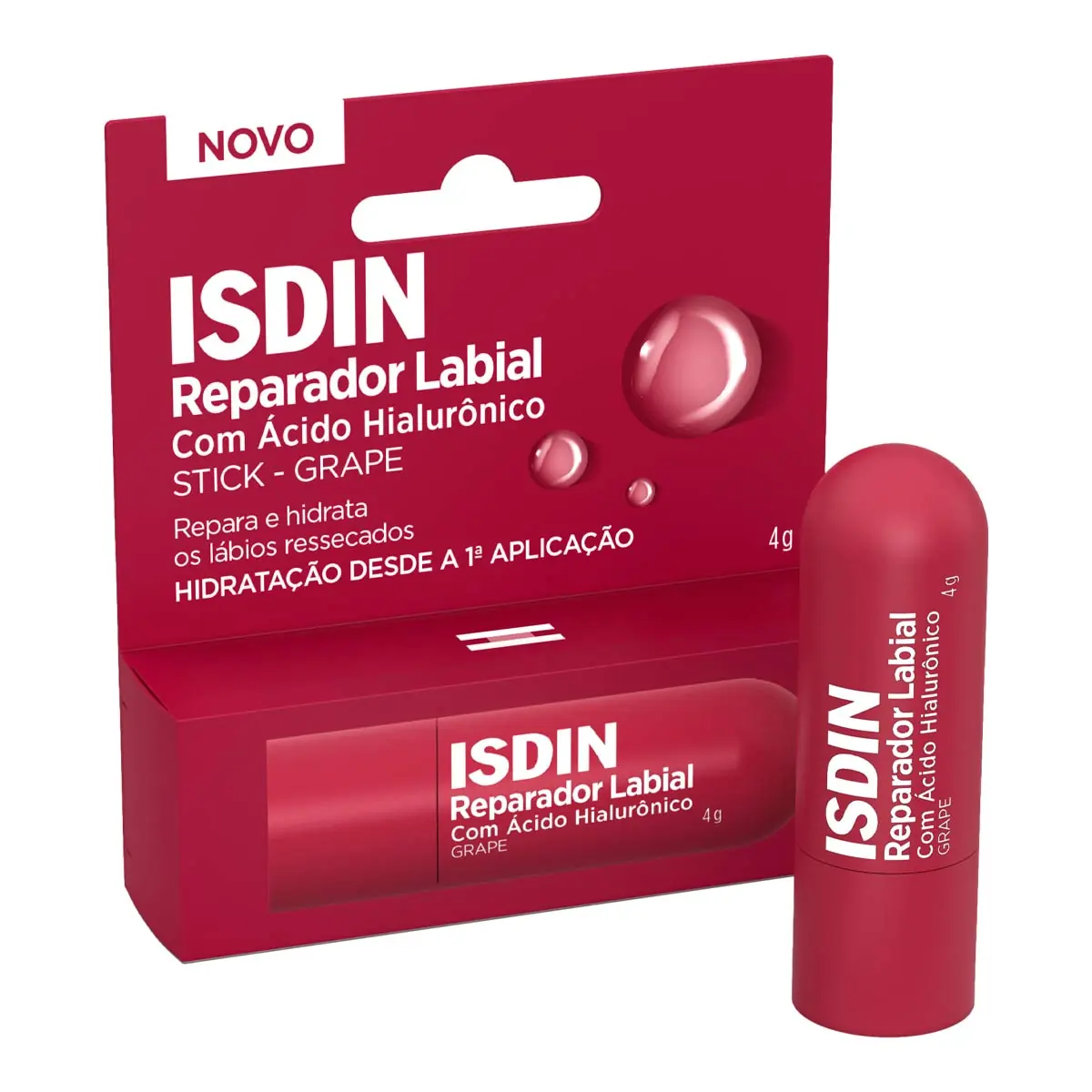 Reparador Labial Stick Ácido Hialurônico Grape Isdin Caixa 4g