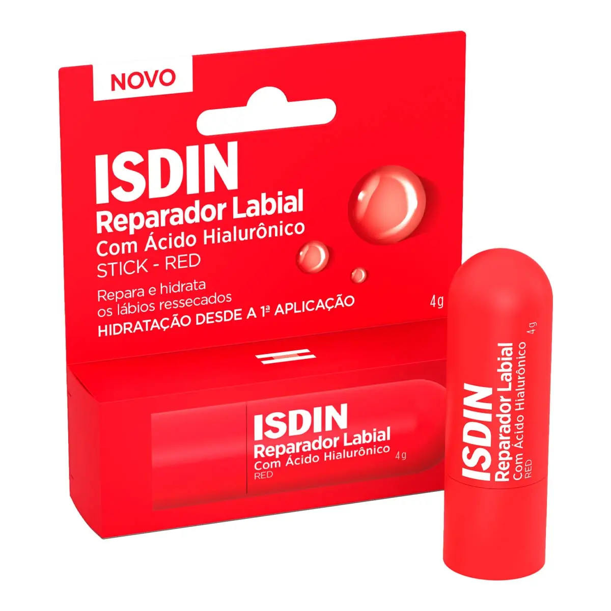 Reparador Labial Stick Ácido Hialurônico Red Isdin Caixa 4g