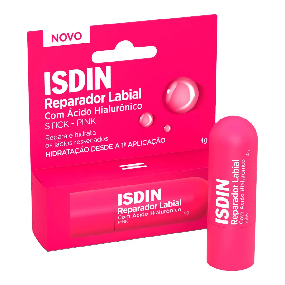 Reparador Labial Stick Ácido Hialurônico Pink Isdin Caixa 4g