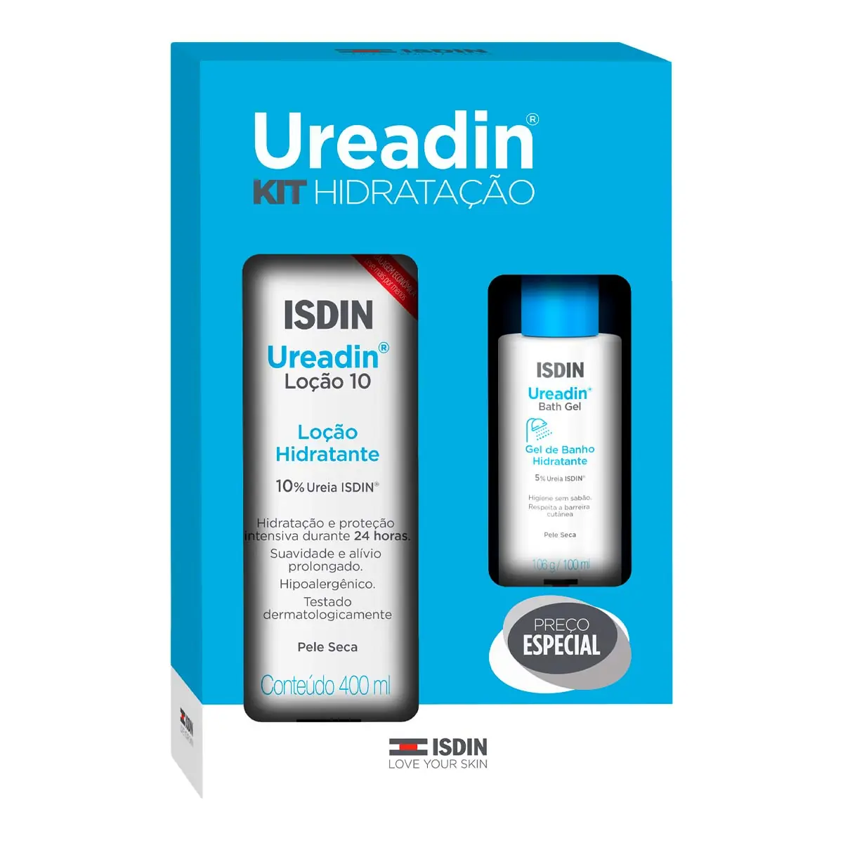 Kit Gel De Banho Hidratante 5 Ureia 100ml Hidratante Loção 10 Ureia 400ml Embalagem Econômica Leve M