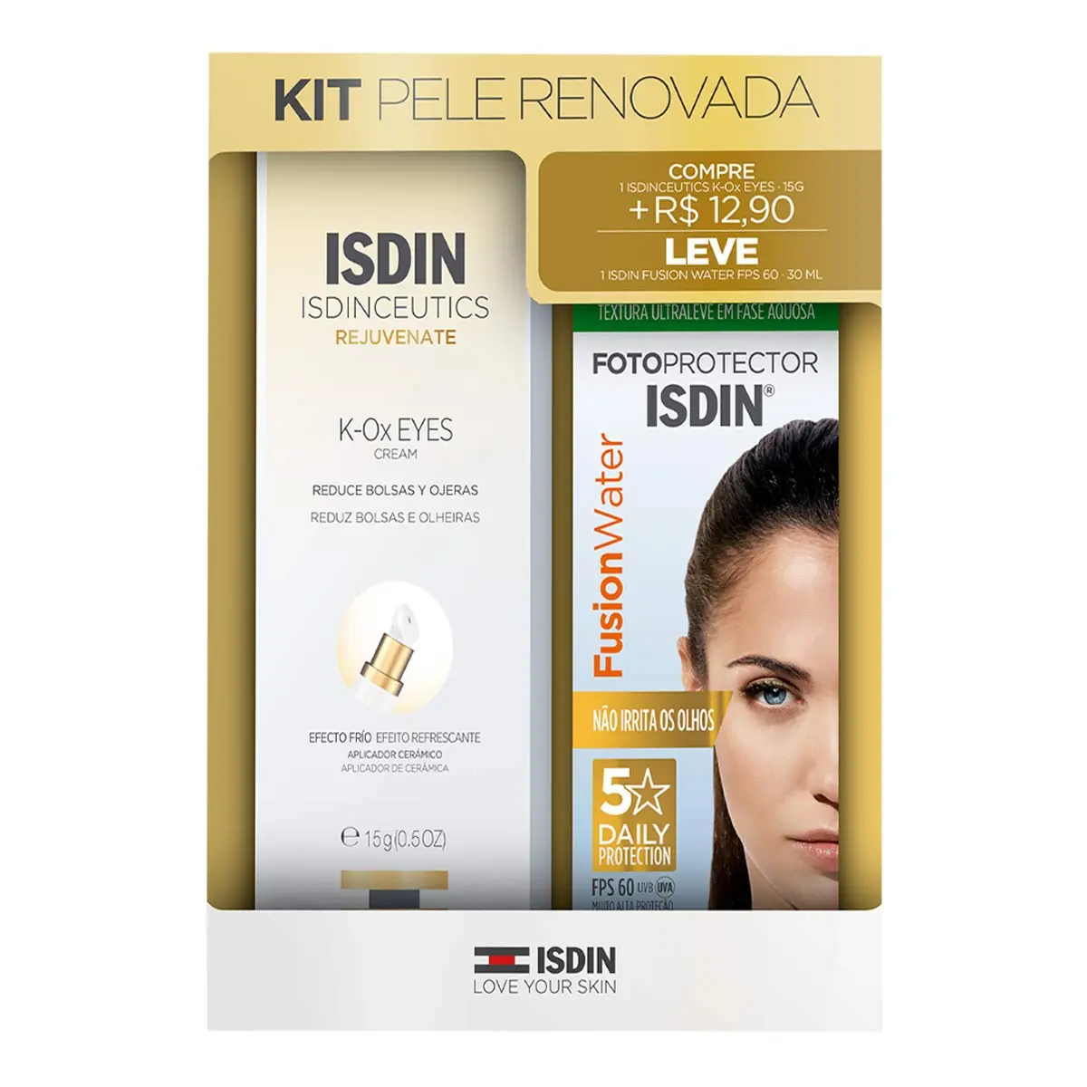 Kit Creme Isdin Isdinceutics Rejuvenate K-Ox Eyes 15g + Protetor Solar Facial FPS 60 Fotoprotector I