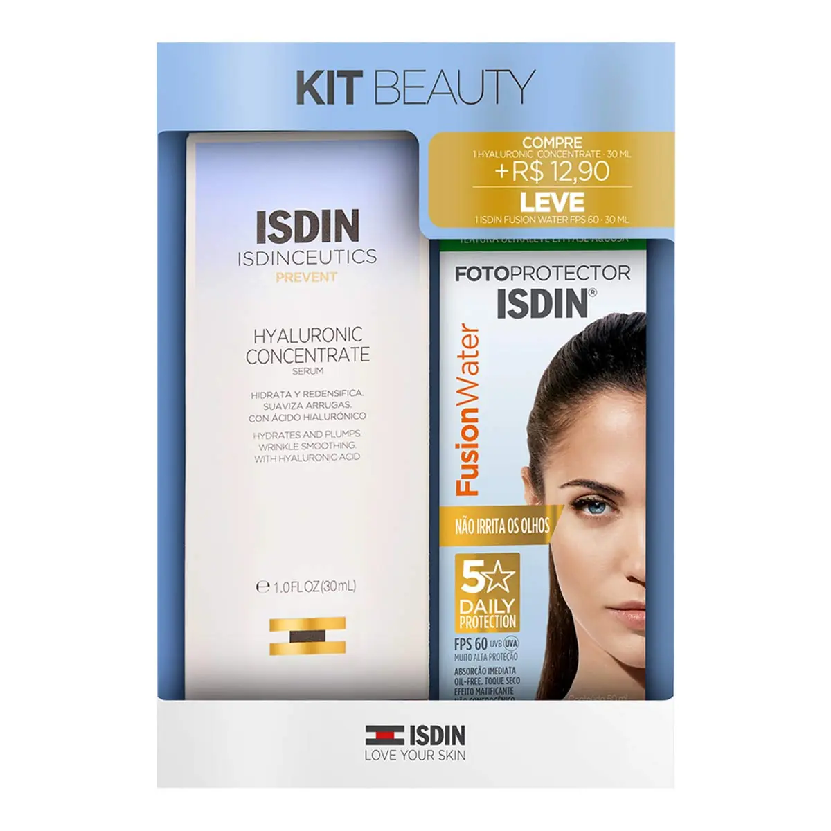 Kit Sérum Isdin Isdinceutics Prevent Hyaluronic Concentrate + Protetor Solar Facial Toque Seco FPS 6