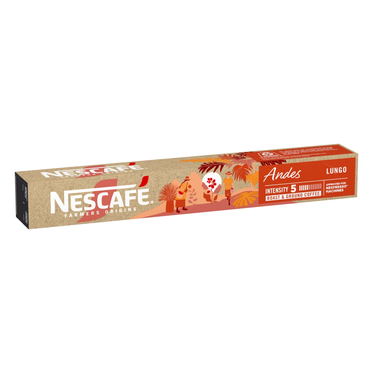 Café em Cápsula Torrado e Moído Lungo Andes Nescafé Farmers Origins Caixa 44g 10 Unidades