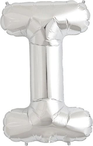 Letter I Silver Helium Foil Balloon 34 Inch