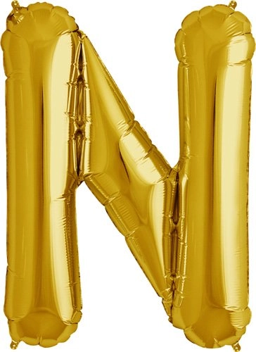 Letter N Gold Helium Foil Balloon 34 Inch