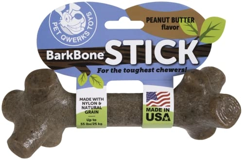 Pet Qwerks Barkbone Stick For Aggressive Chewers, Peanut Butter, Large
