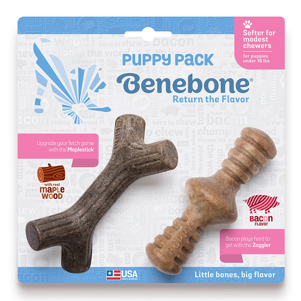 Brinquedo Benebone Puppy Pack Maplestick E Zaggler 2 Unidades
