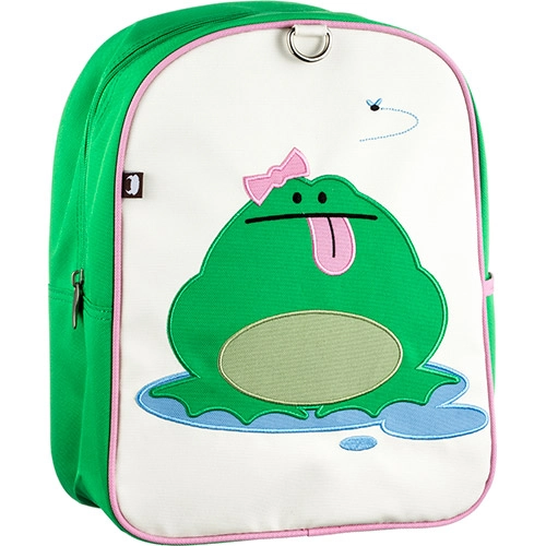 Mochila Infantil De Costas Pequena Beatrix Katarina Sapo Verde E Branco