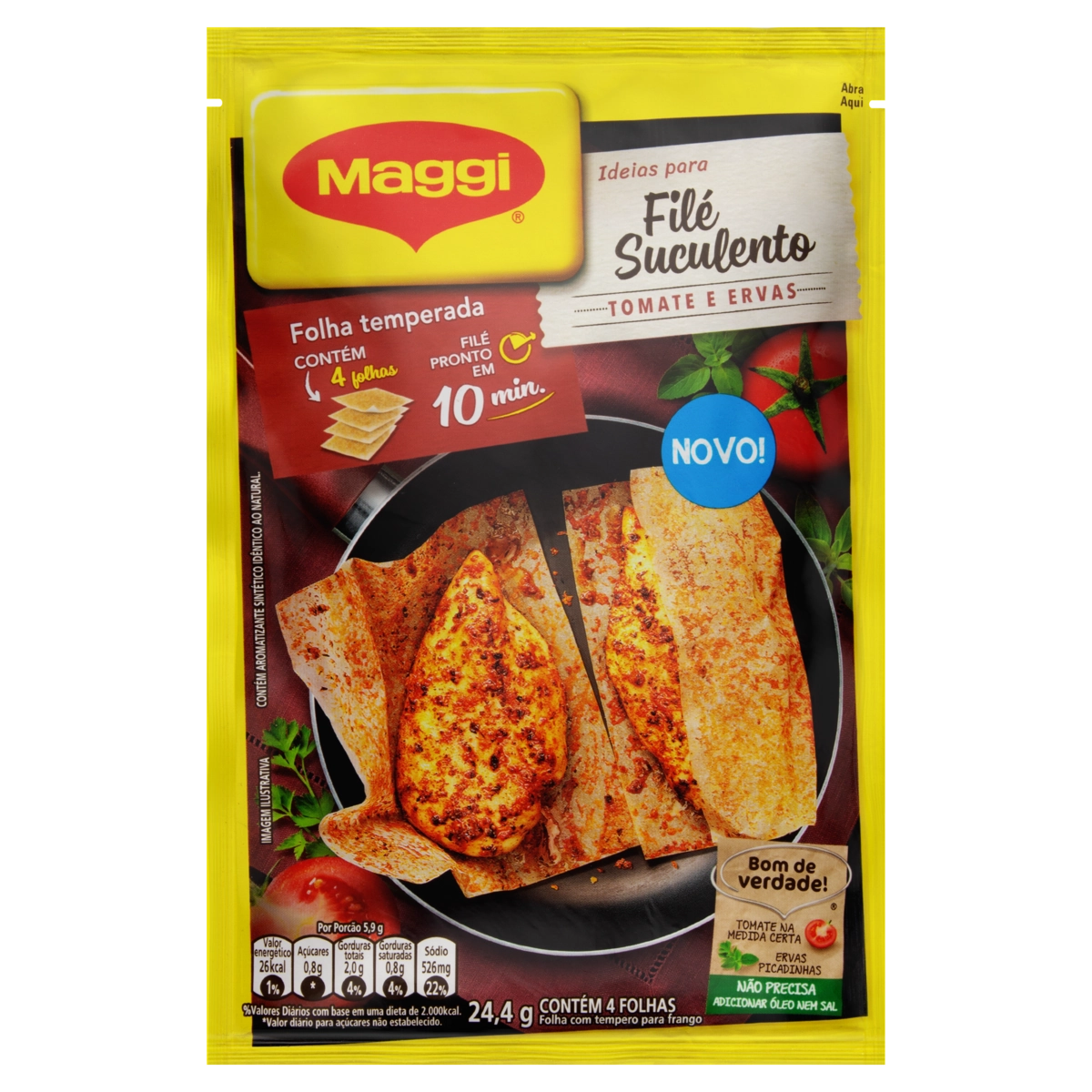 Folha Temperada Para Frango Tomate E Ervas Maggi Envelope 4 Unidades