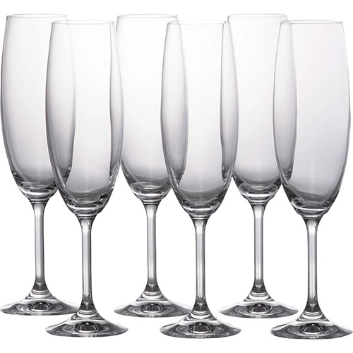 Conjunto Com 6 Taças De Cristal Para Champanhe Roberta Bohemia