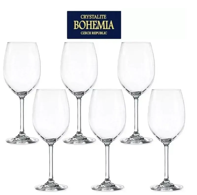 Jogo de 6 Tacas Vinho Cristal Bohemia Anna 580ml Altura 22cm