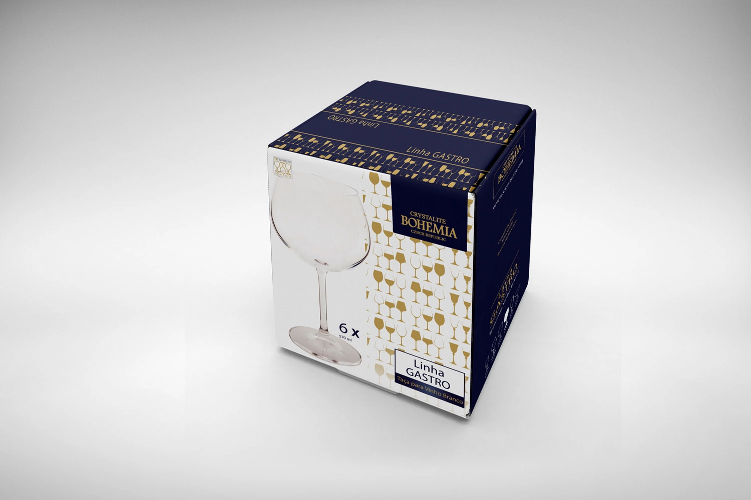 Conjunto De Taças Para Vinho Borgonha Bohemia Em Cristal 570 Ml 6 Peças