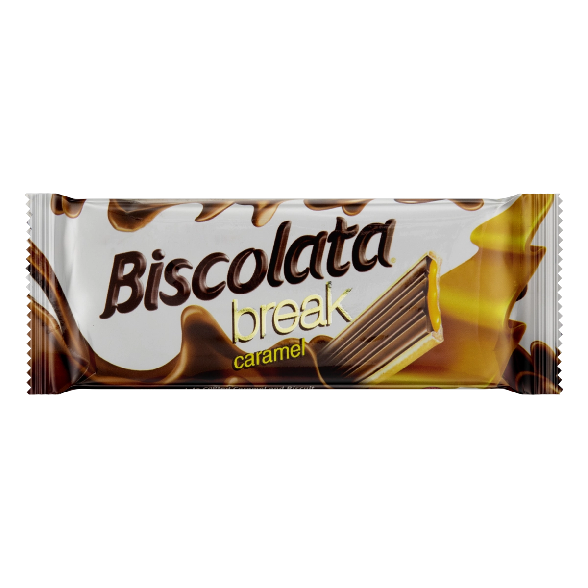 Biscoito Com Recheio De Caramelo E Cobertura De Chocolate Ao Leite Biscolata Break Pacote 20g