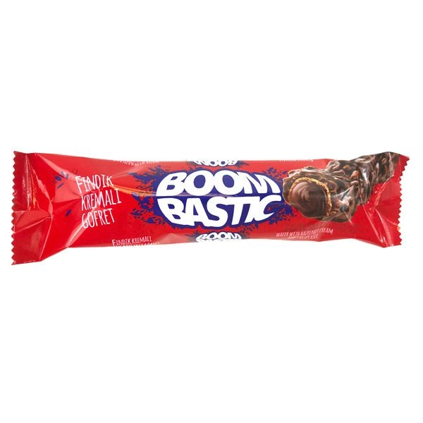 Chocolate Ao Leite Com Recheio De Wafer De Creme De Avelã E Flocos De Arroz Boombastic Pacote 32g