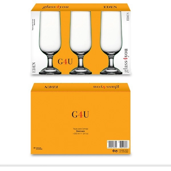 Conjunto Taca Cerveja Class Home C/3 Eden G4u 350ml