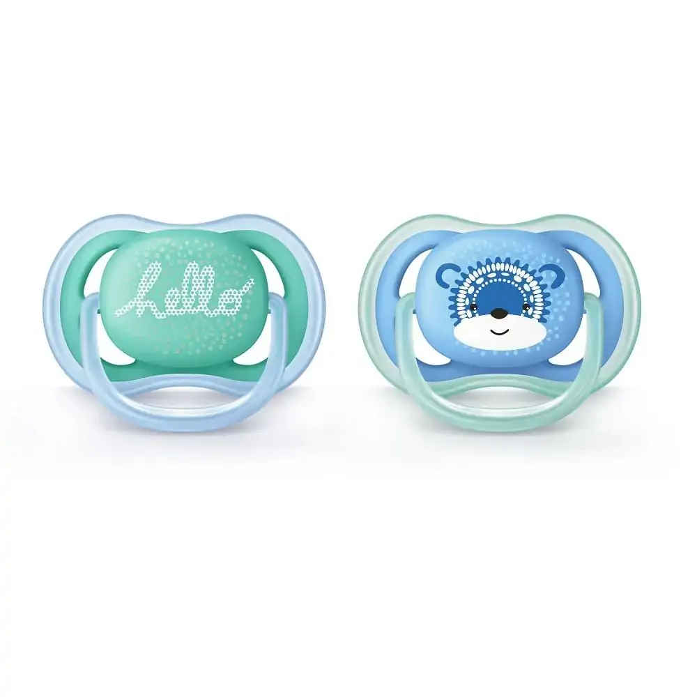 Conjunto com 2 Chupetas Ultra Air - Decorada Azul e Verde - 6 a 18 Meses - Philips Avent