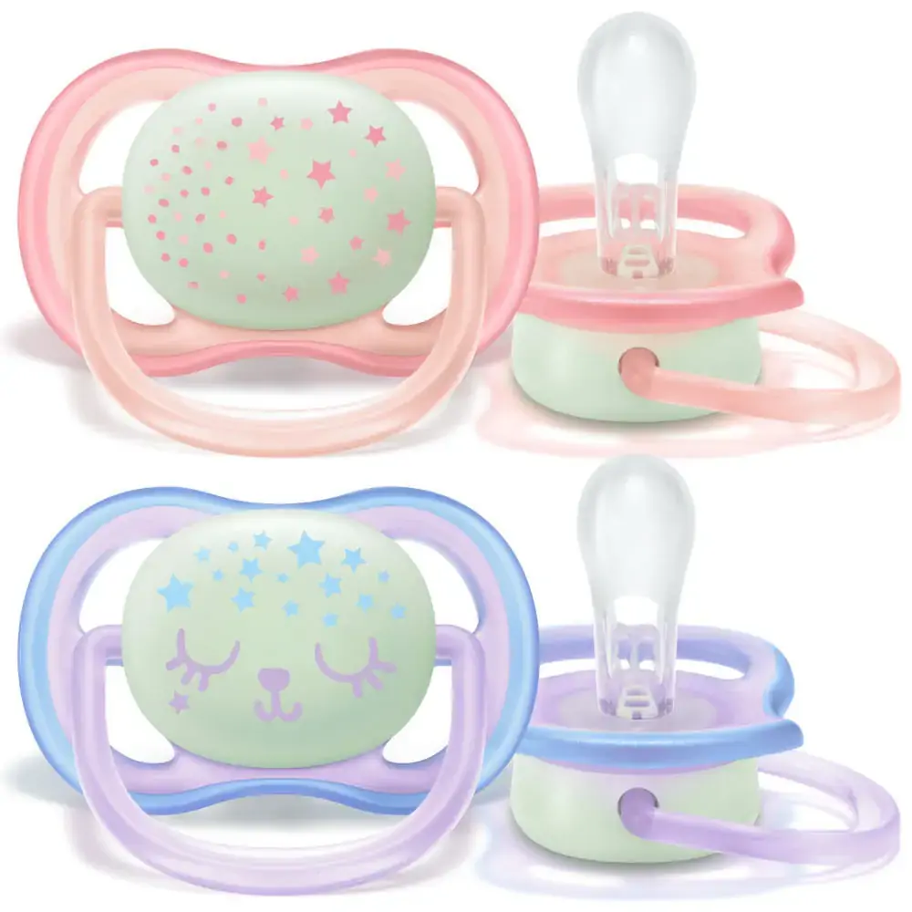 Conjunto com 2 Chupetas - Ultra Air Night - Bico de Silicone - 0 a 6 Meses - Rosa - Philips Avent