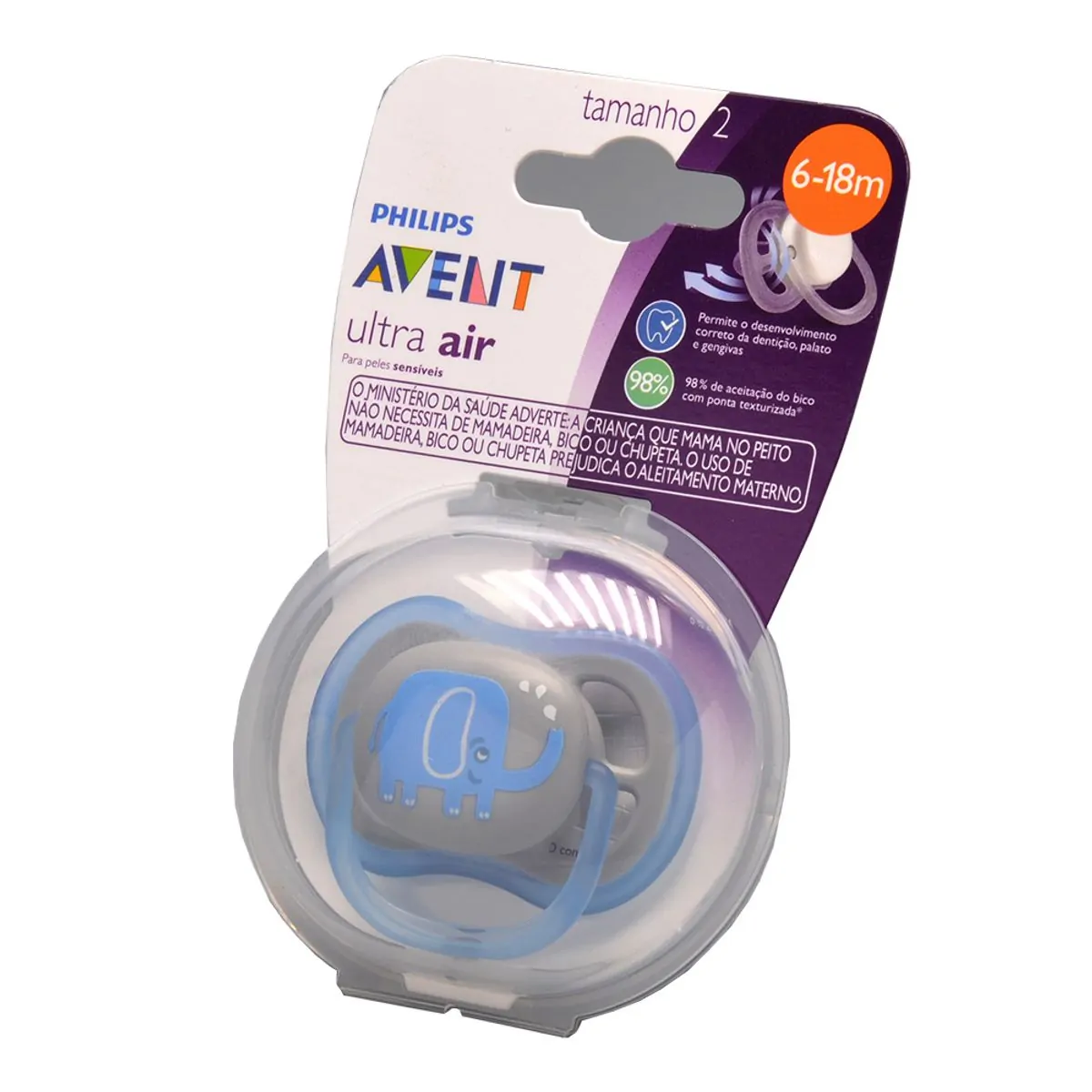 Chupeta Avent Ultra Air Philips 6-18 Meses Elefante Azul 1 Unidade