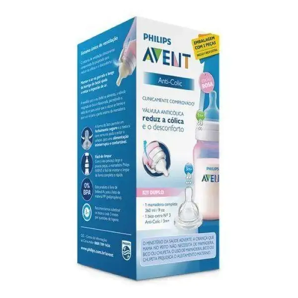 Mamadeira Clássica 260ml + Bico Extra Philips Avent - Rosa
