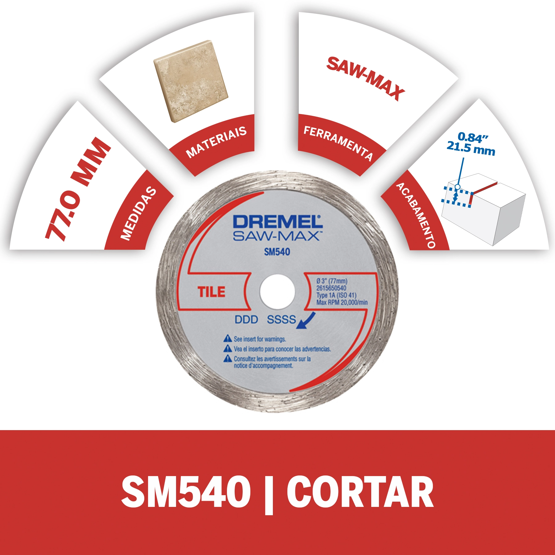 Disco Flap para Multimaterial Grão 77mm 3" 1 unidade DSM540 Dremel