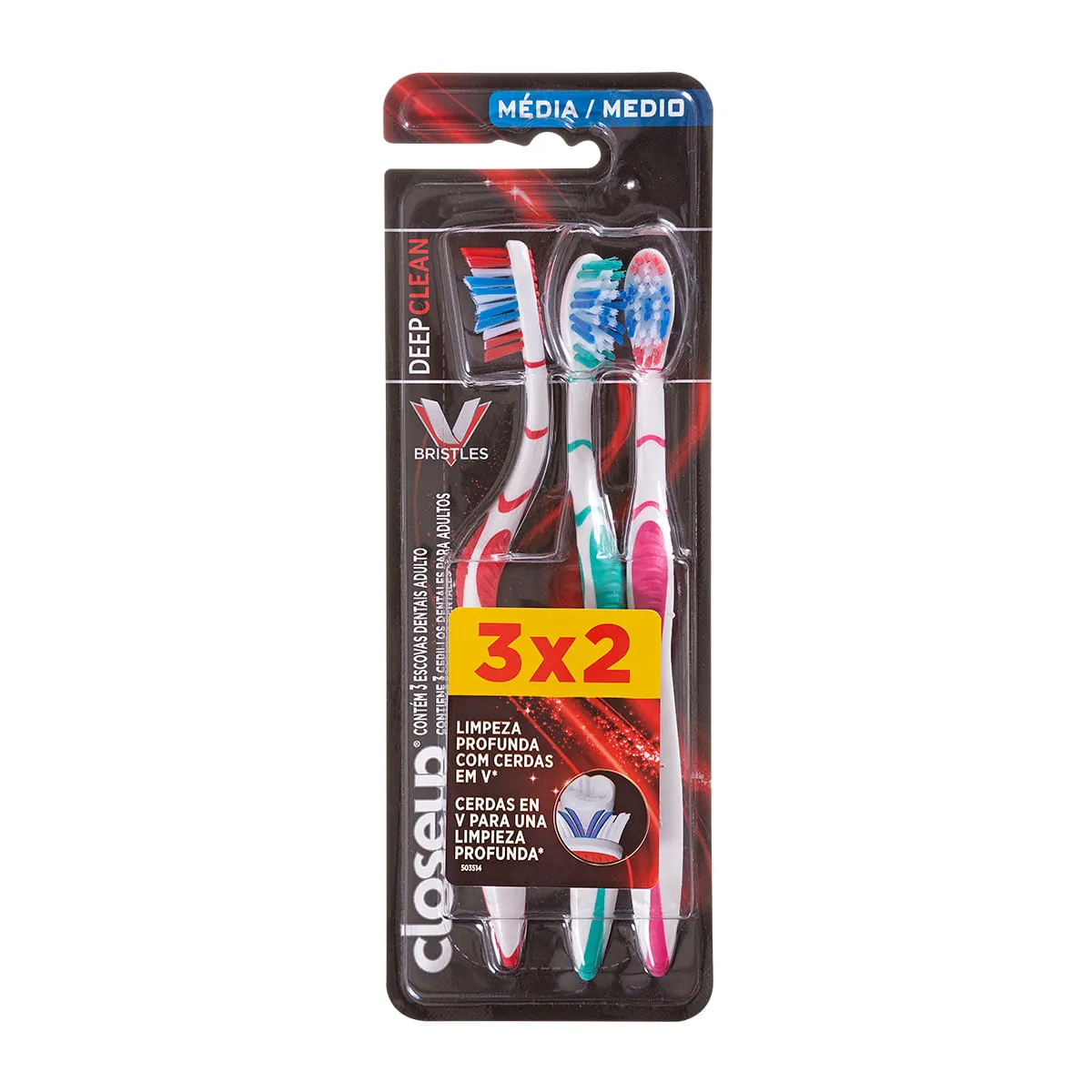 Escova Dental Média Closeup Deep Clean 3 Unidades