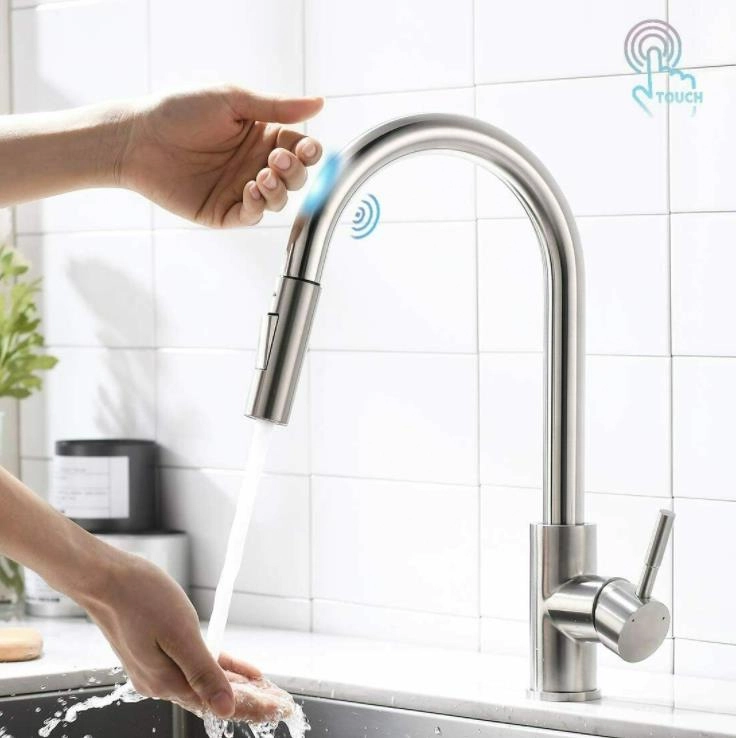 Torneira De Cozinha Gourmet Sensor Toque Bancada 6804e Prata