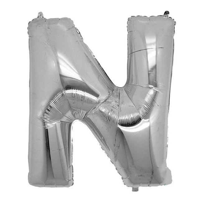 Balao Prata 40 Letra N Ref 84879 Funny Fashion
