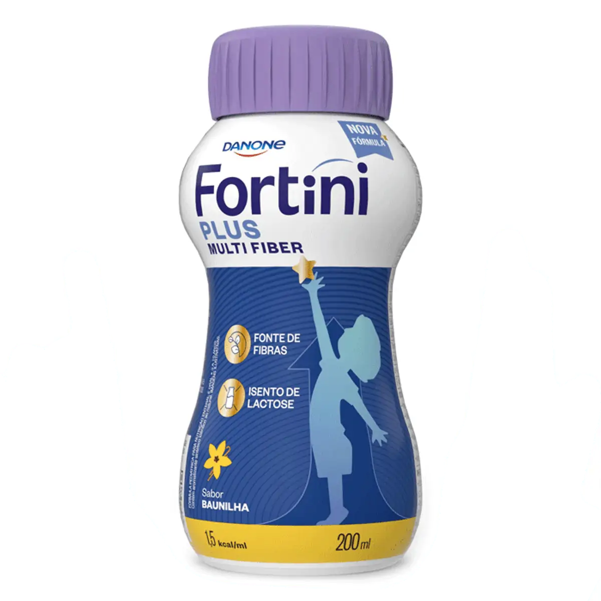 Fórmula Pediátrica Para Nutrição Baunilha Zero Lactose Fortini Plus Multi Fiber Frasco 200ml