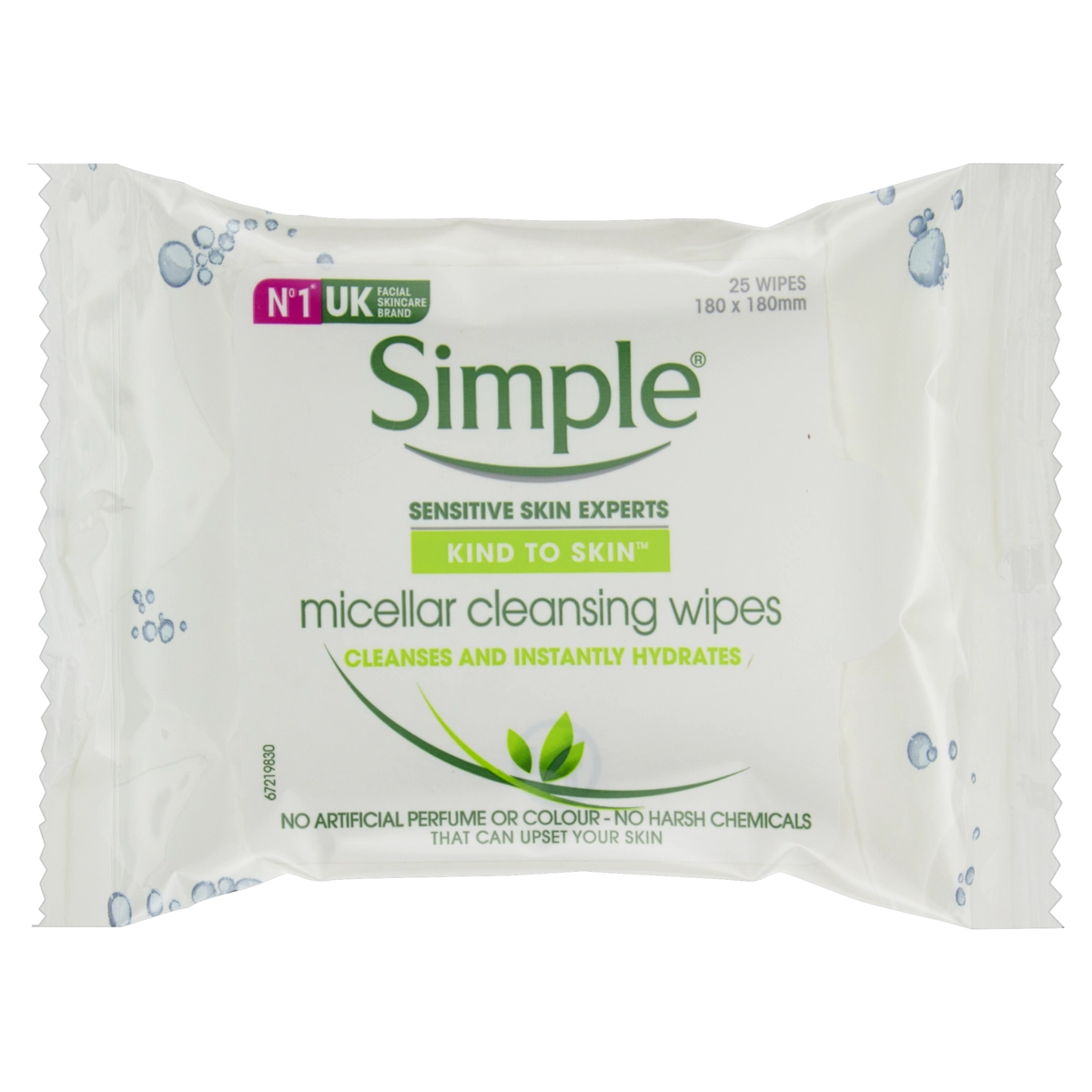 Lenço Umedecido De Limpeza Micelar Facial Sem Perfume Simple Pacote 25 Unidades