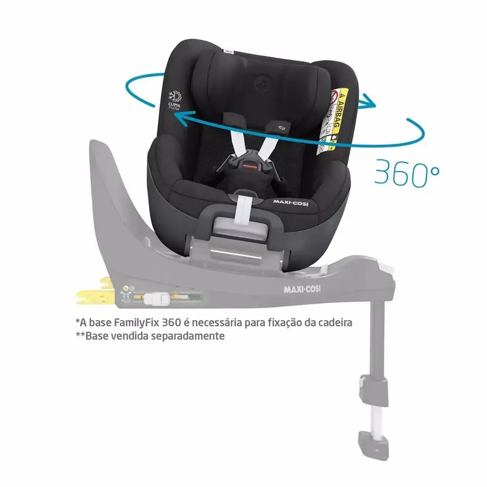 Cadeirinha de Carro Pearl 360 Maxi-Cosi 0 a 4 anos Authentic Black