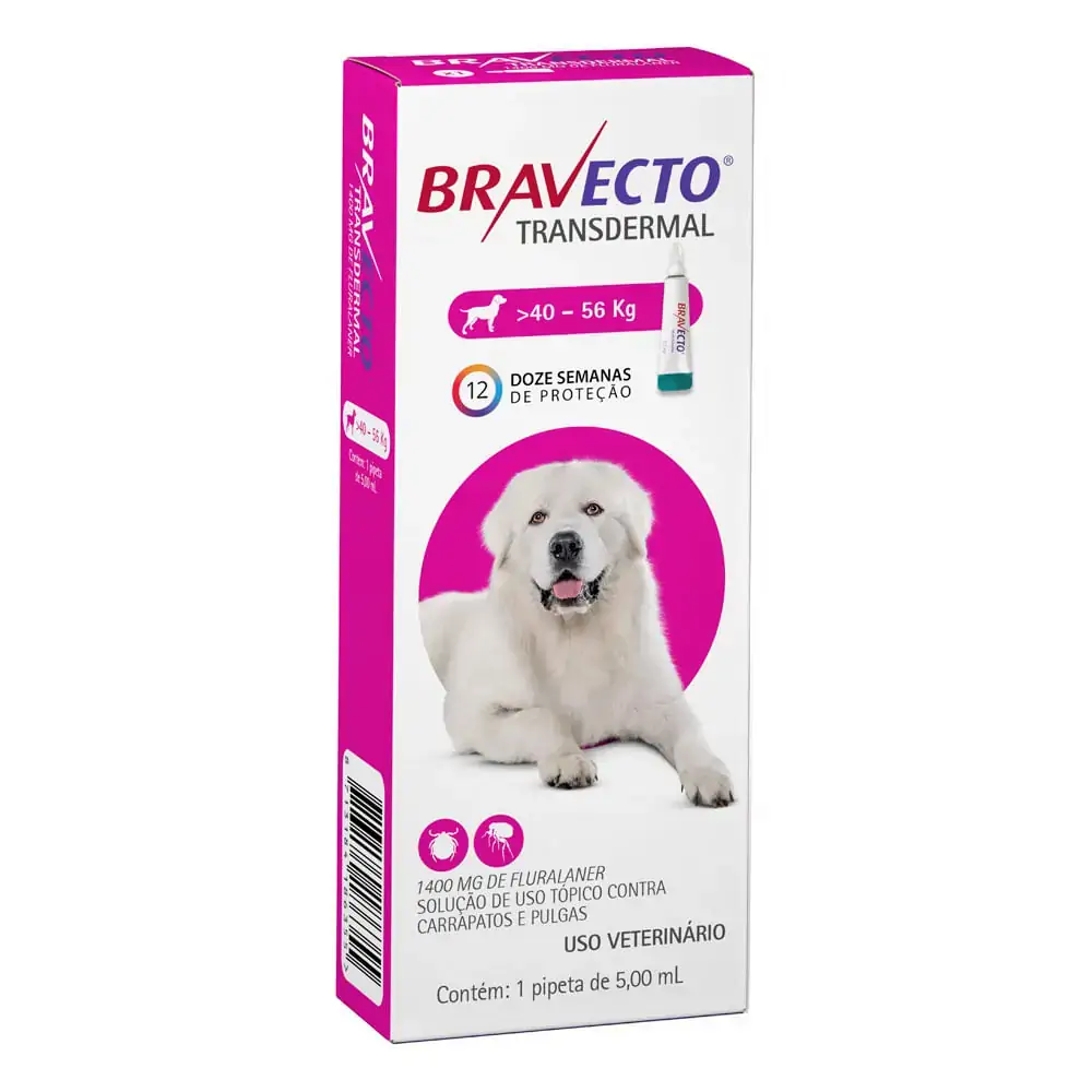 Antipulgas Bravecto Transdermal  1400mg Cães 40 a 56kg