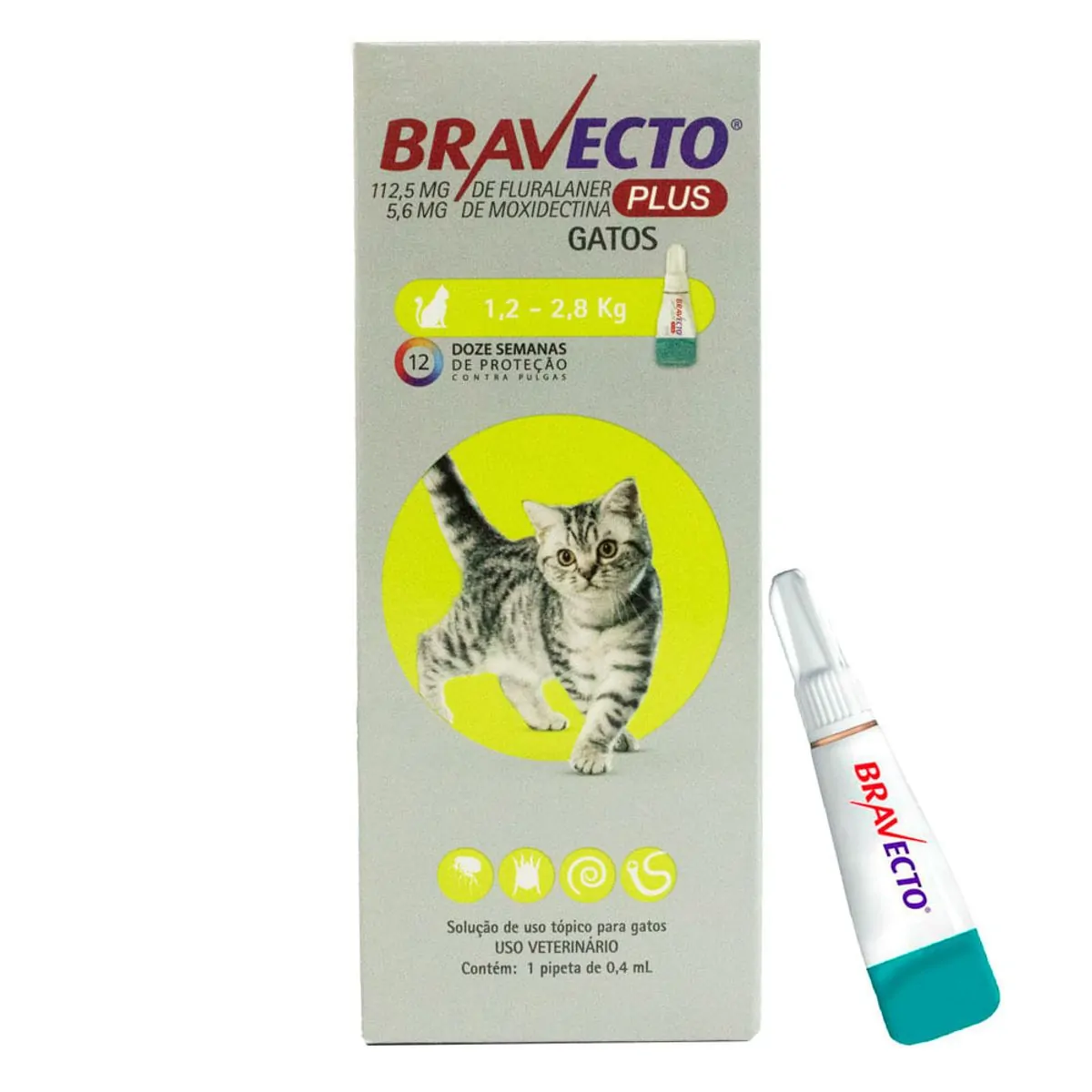 Antipulgas Bravecto Plus Gatos 1,2 a 2,8 kg