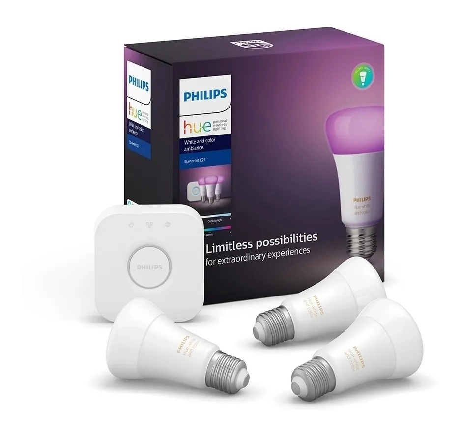 Philips Hue Kit Casa Inteligente 3 Lâmpadas E27+bridge 127v