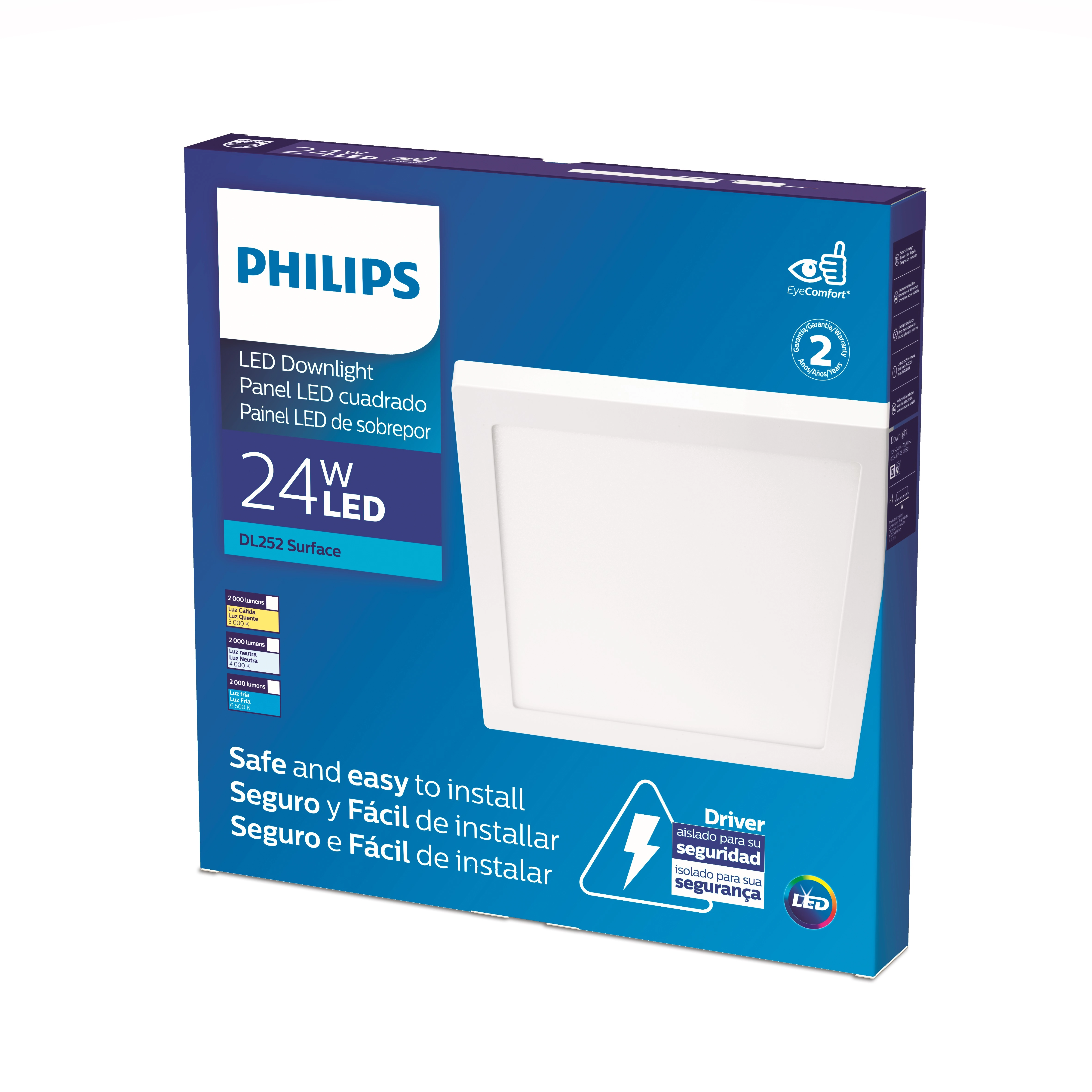 Painel Plafon De Sobrepor Quadrado Led 24w Neutro Philips