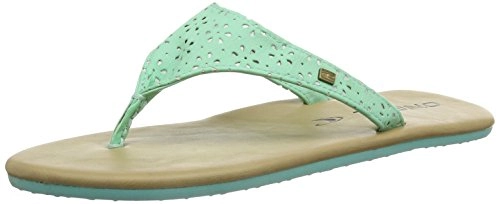 O Neill Women S Leather Agua De Coco Flip Flops 37 Eu Turquoise Türkis Ocean Wave 6052