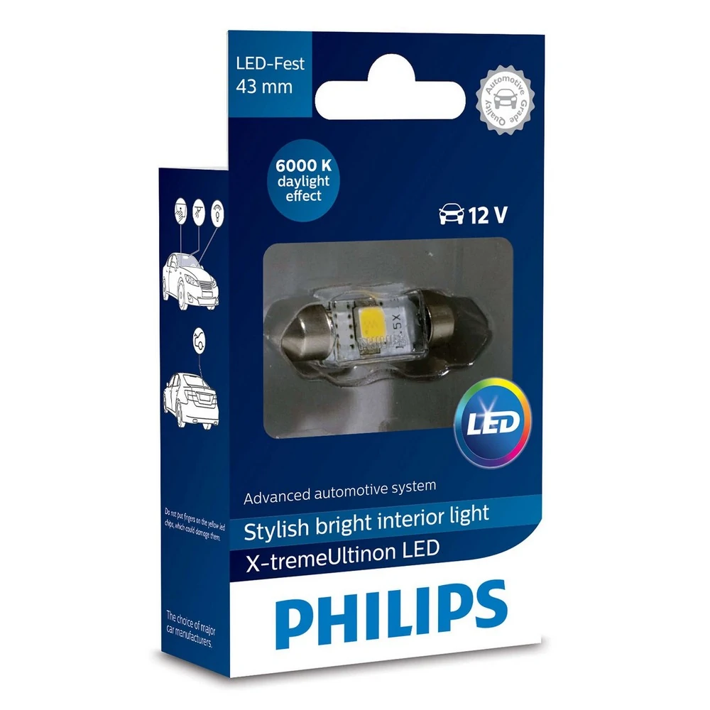 Lâmpada Led Torpedo Grande 43mm Led 6000K 12V - PHILIPS 11864U30CWB1
