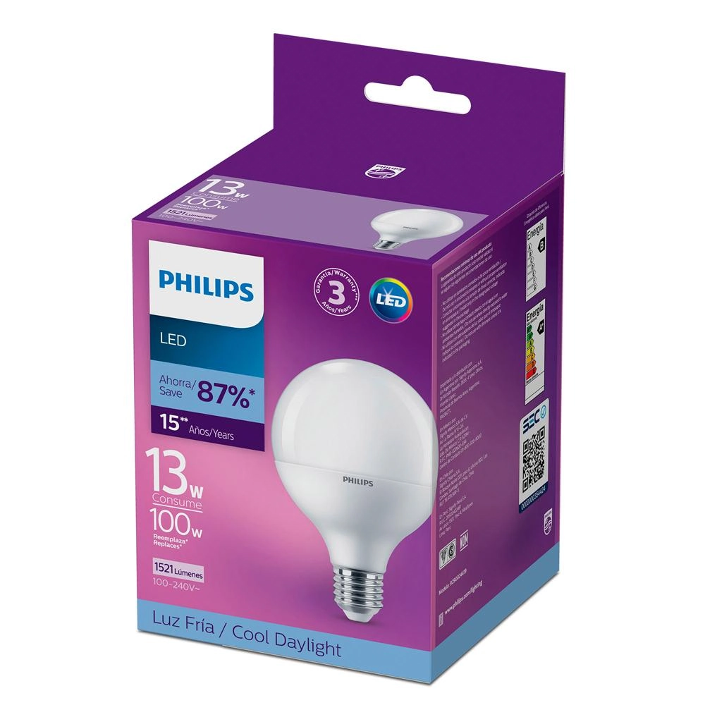 Lâmpada Led Philips Globe G93 13w Luz Branca Bivolt Base E27