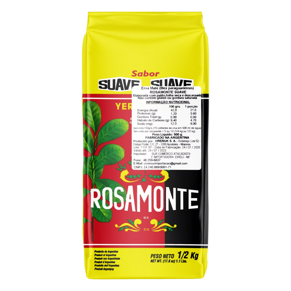 Erva Mate Chimarrão Suave Rosamonte Pacote 500g