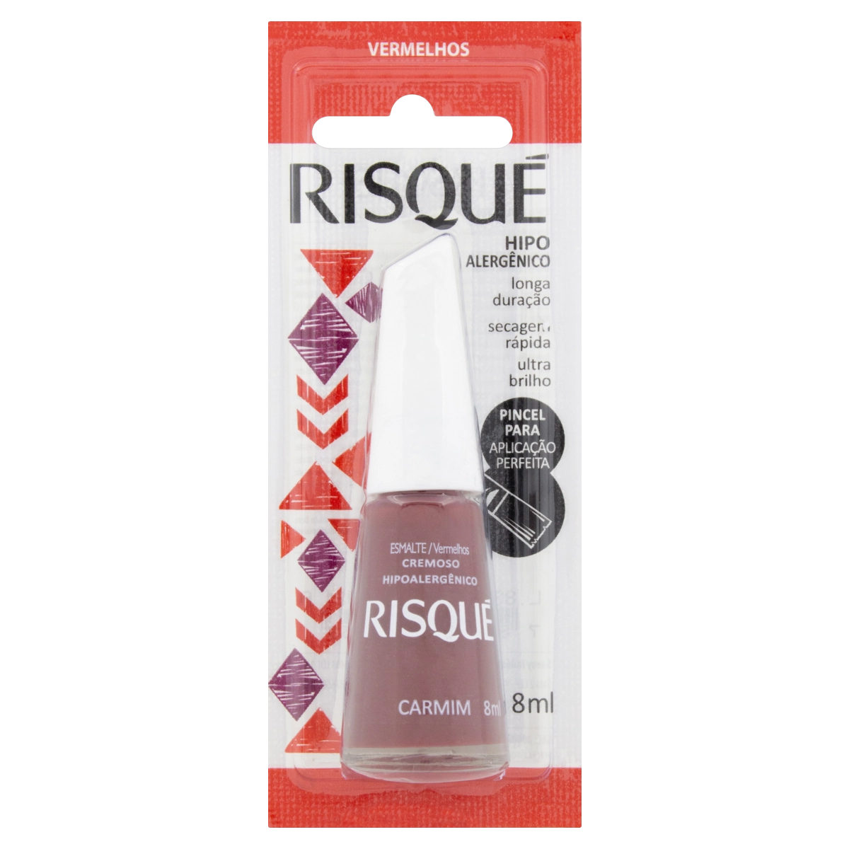 Esmalte Cremoso Carmim Risqué Vermelhos Blister 8ml