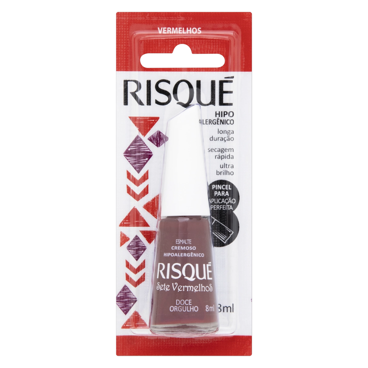 Esmalte Cremoso Doce Orgulho Sete Vermelhos Risqué Vermelhos Blister 8ml