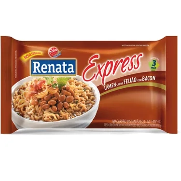 Macarrão Instantâneo Lámen Feijão Com Bacon Renata Express Pacote 96g