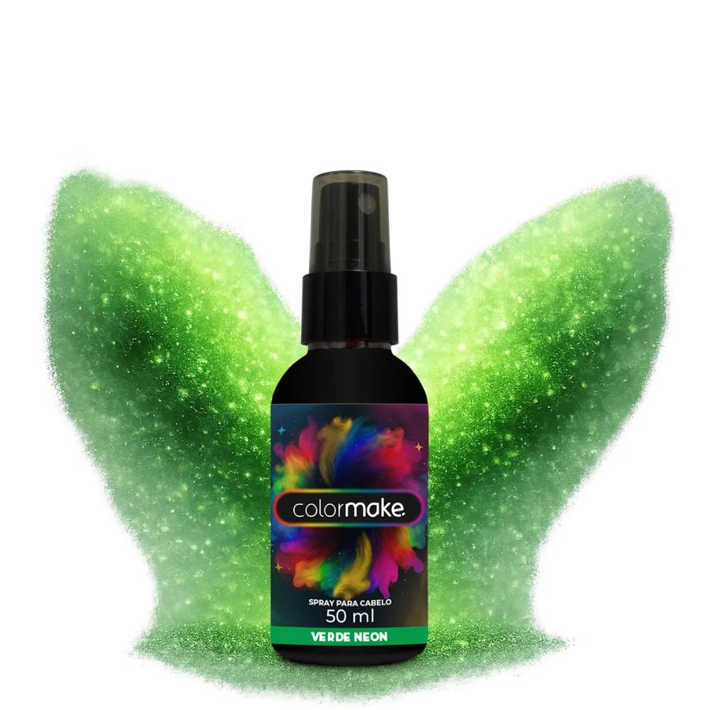 Tinta Spray Para Cabelo Tema Copa Do Mundo Cor Verde Neon Color Make 50ml