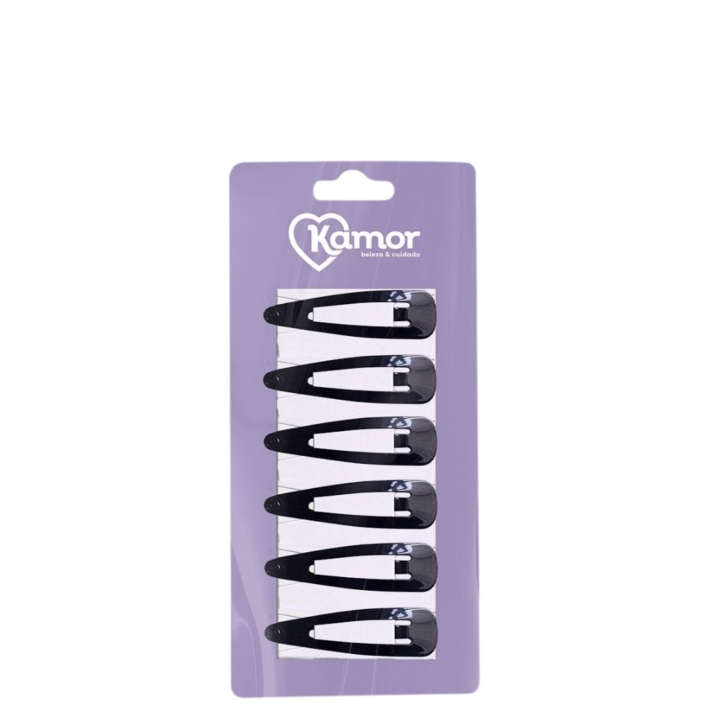 Prendedor P/cabelo Tic Tac Kamor 5cm Preto C/6un