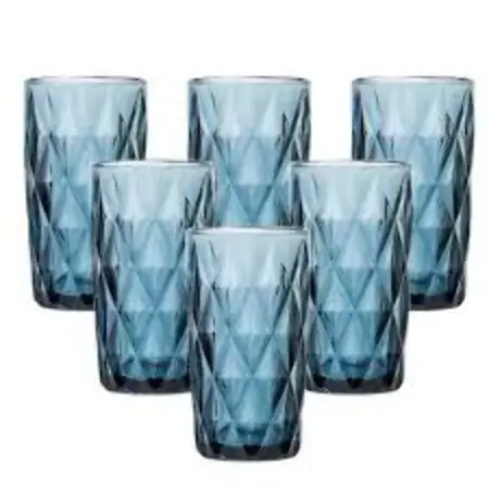 Jogo Casambiente C/6 Copos Diamond Azul 360ml