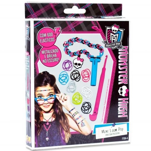 Kit Pulseira Elásticos Mini Loom Monster High