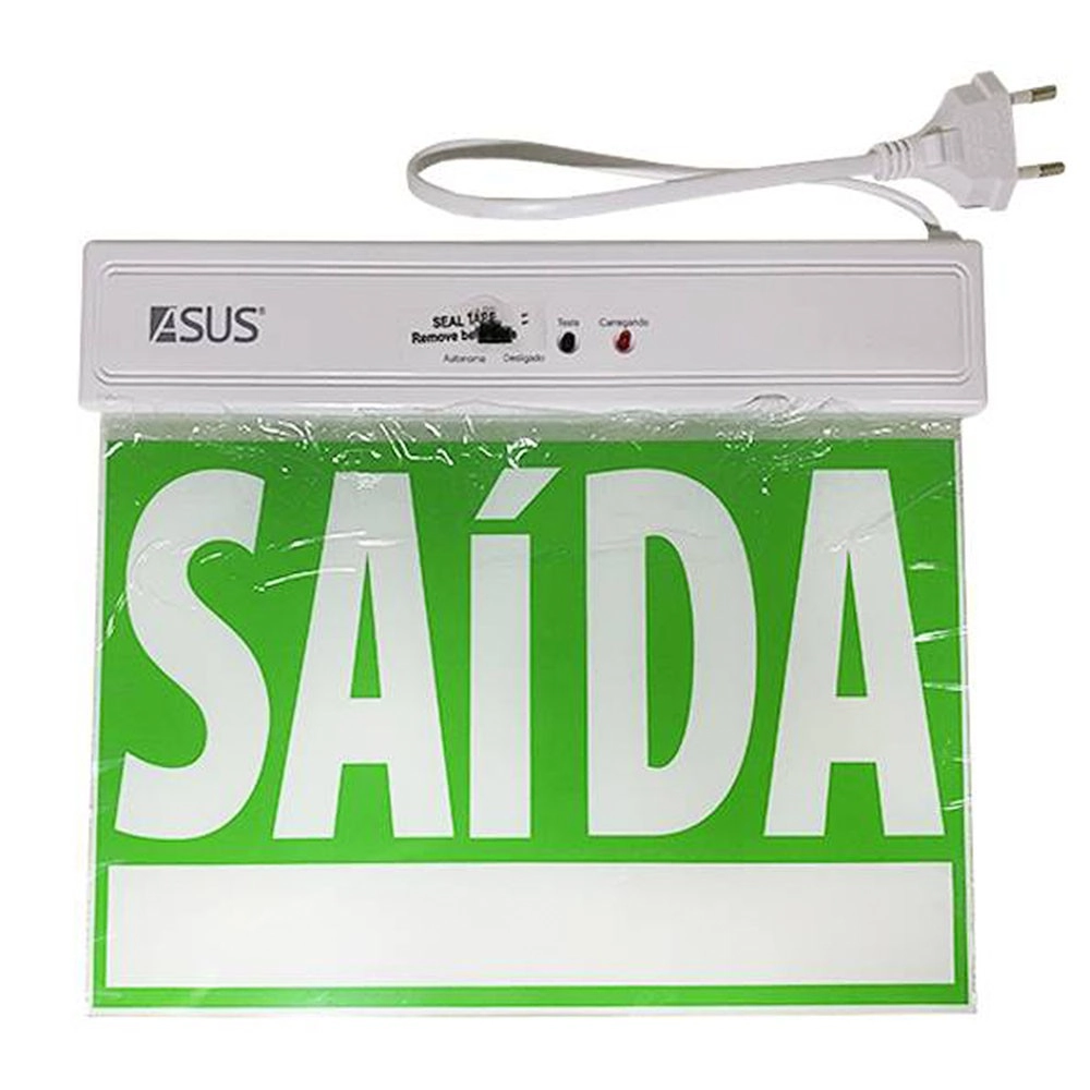 Placa De Sinalizaçao Saida Emergencia Led Bateria Recarregavel Lampada Luz Iluminaçao Empresa Casa