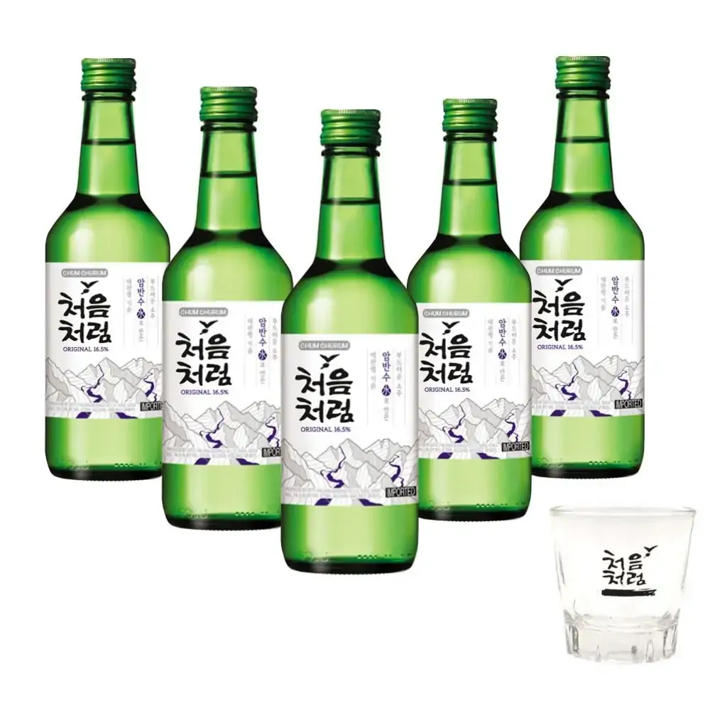 Kit Soju Importado Chum-Churum Lotte Original 360mL - 5 Unidades + COPO